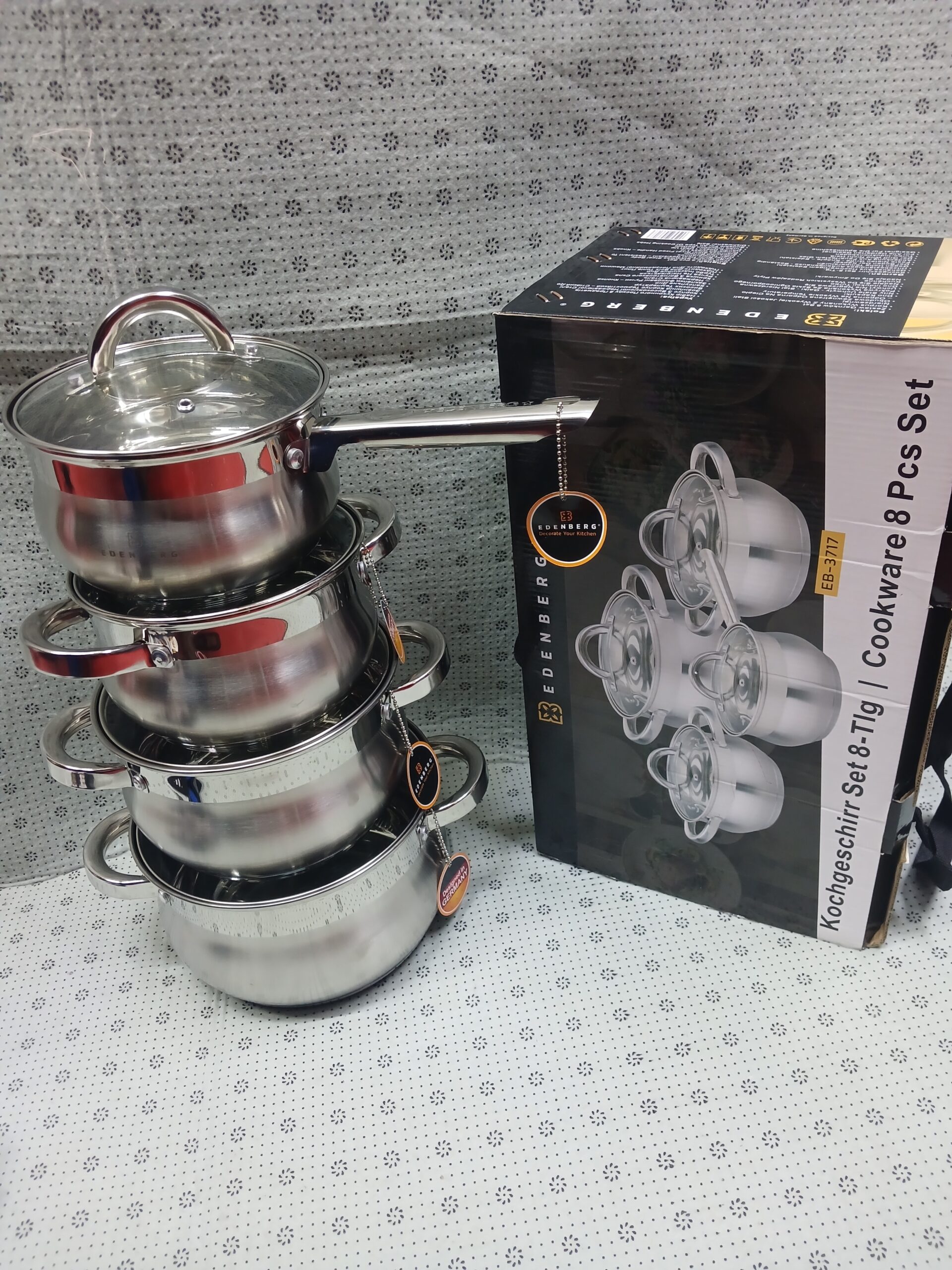 Edenberg 8-Piece Stainless Steel Cookware Set EB-3177