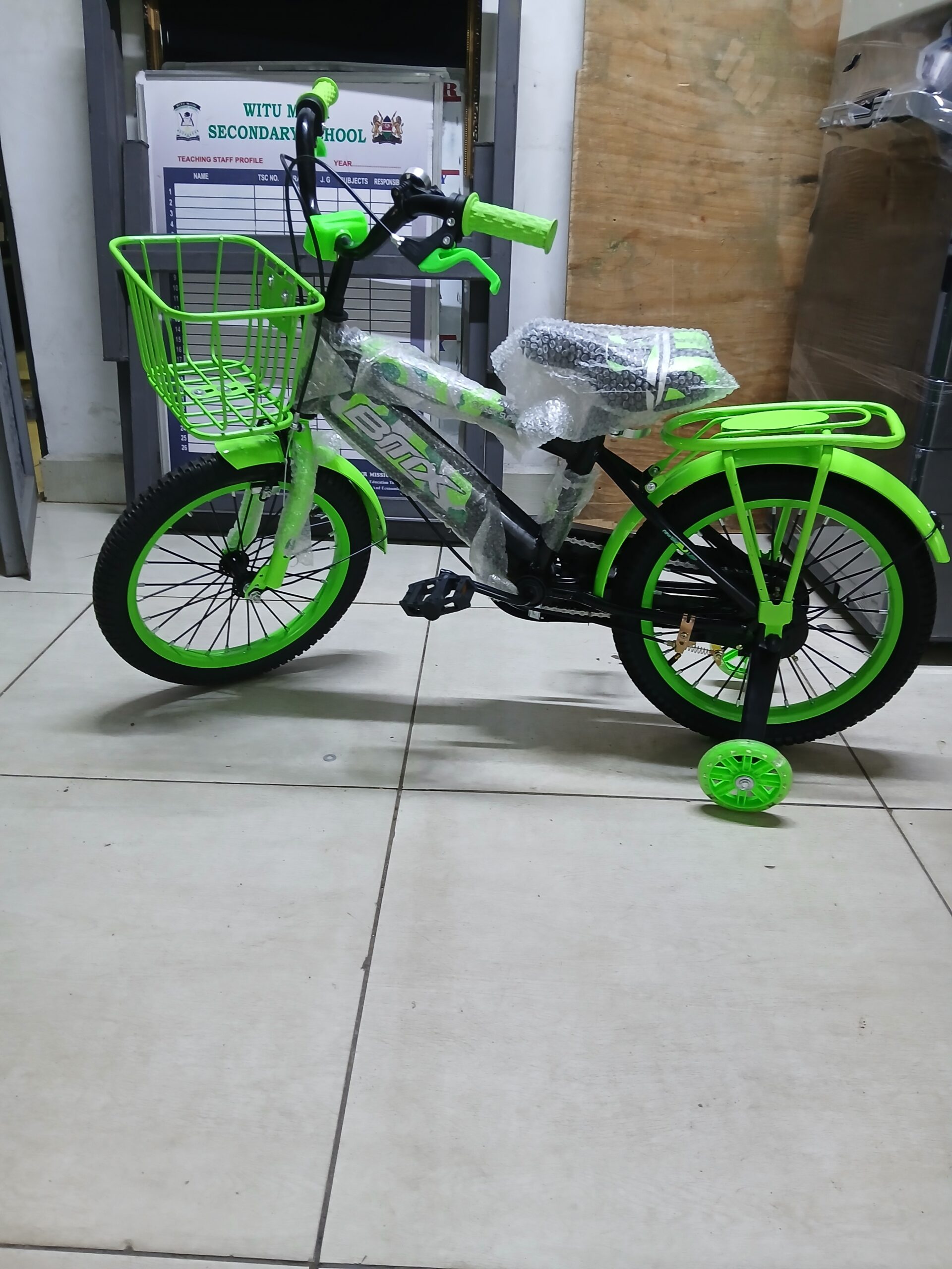 BMX Kids Bicycle with Training Wheels and Basket